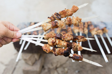 grilled skewers on the grill