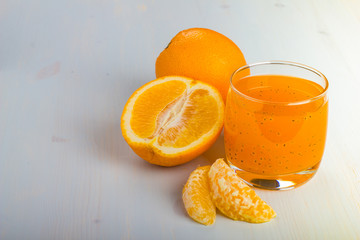 Orange with basil seeds drink.