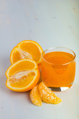 Orange with basil seeds drink.
