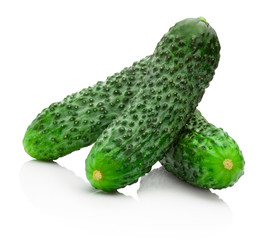 Three fresh cucumber isolated on white background