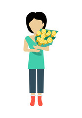 Woman Character Template Vector Illustration.