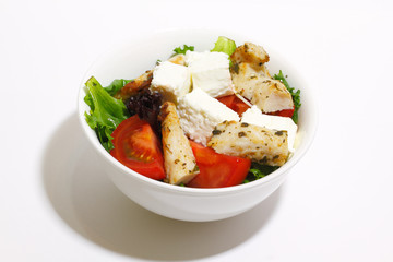 Salad with chicken fillet, tomato and feta