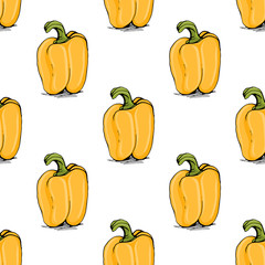 Appetizing yellow bell pepper vector seamless pattern