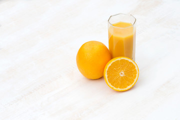orange juice on a white background