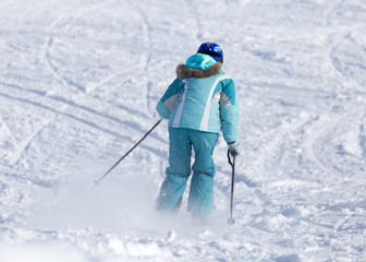 Fototapeta na wymiar people skiing in the winter