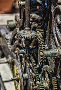 Close-up of an ancient gears mechanism