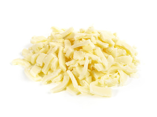 Reibekäse für Pasta und Pizza - Käse Freigestellt weißer Hintergrund