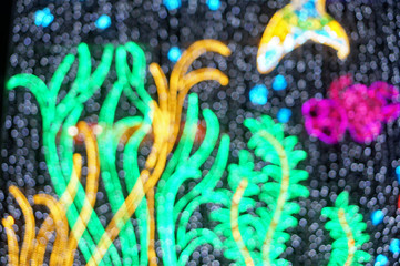 Blurred Background : Decorated street with festive lights in Ban