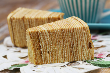 Sekacz, traditional Polish spit cake, closeup
