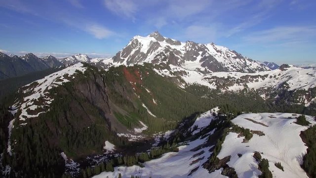 Breathtaking Aerial Flyback of Mt Shuksan in the Cascade Mountain Range