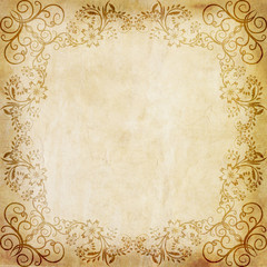 Old paper with floral frame
