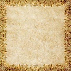 Old paper with floral frame