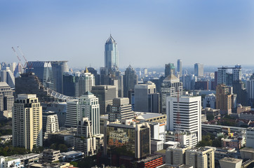 Fototapeta na wymiar Bangkok Cityscape. Aerial view on Panorama of Bangkok, Thailand