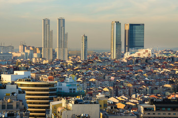 Istanbul skyline, view of business center