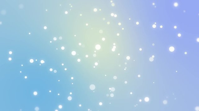 Round sparkly light particles appearing and moving slowly on a blue yellow purple gradient background