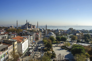 Fototapeta na wymiar Hagia Sophia mosque in sultanahmet, Istanbul, Turkey.
