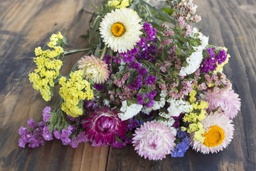Bouquet of Flowers, Statice and Strawflower ( Limonium Sinuatum