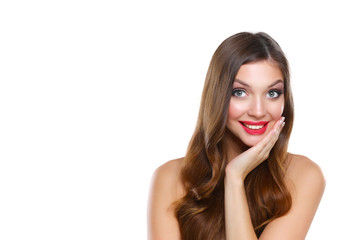 Fototapeta premium Portrait of beautiful young woman . Isolated on white background