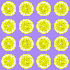Beautiful lemons on a purple background.