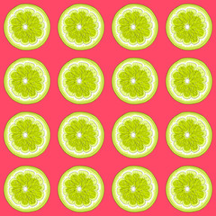 Beautiful limes on a red background.