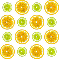 Seamless pattern of limes and oranges.