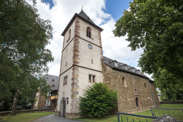 Fototapeta na wymiar historic church in hermannstein hessen germany