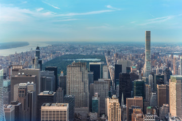Fototapeta na wymiar New York City Manhattan street aerial view with skyscrapers