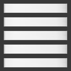Five horizontal vector roll blank banners on black