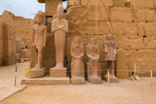 Pharaohs statues in The temple of Karnak in Luxor Egypt