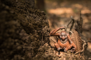 Orangutan, miniature, figure, nature.