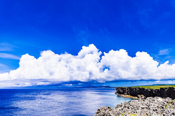 Sea, clouds, landscape. Okinawa, Japan, Asia.
