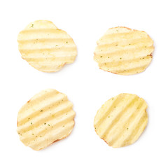 Single potato chip crisp isolated