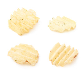 Single potato chip crisp isolated