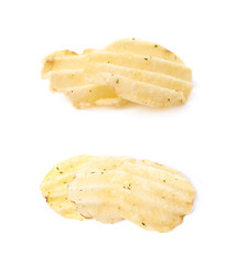 Few potato chips isolated