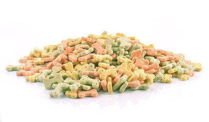 Dog food isolated on white