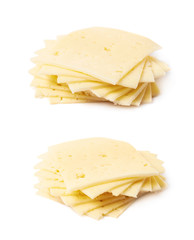 Pile of cheese slices isolated