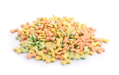 Dog food isolated on white