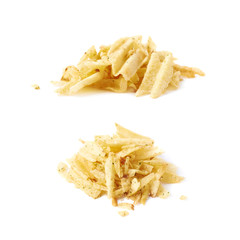Big pile of potato chips isolated