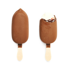 Vanilla ice cream bar on a stick