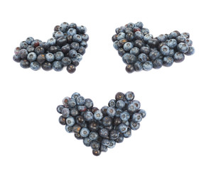 Heart shape made of bilberries isolated
