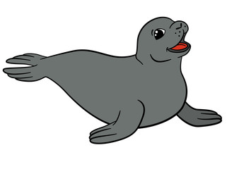 Cartoon animals. Little cute gray seal.