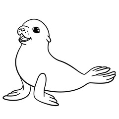 Coloring pages. Little cute baby fur seal.