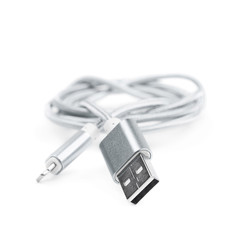 Folded USB lightning cable isolated