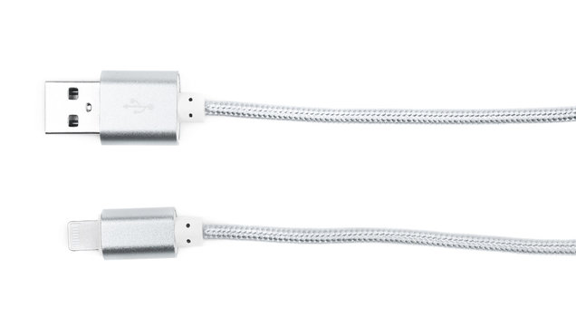 Close-up fragment of USB lightning cable
