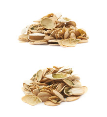 Pile of pumpkin seeds shells isolated