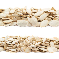 Line of pumpkin seeds isolated