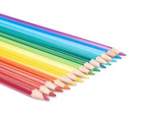 Multiple colorful color pencils composition