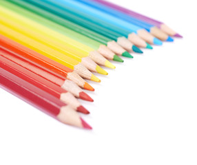 Multiple colorful color pencils composition