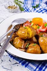 Young baked potatoes