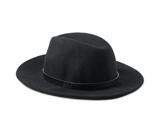 Black homburg hat isolated